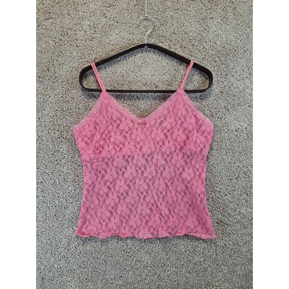 Secret Treasures Camisole Top Womens Large Pink Floral Lace Adjustable Straps
